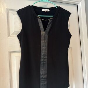 Calvin Klein Black Sleeveless Fitted Blouse